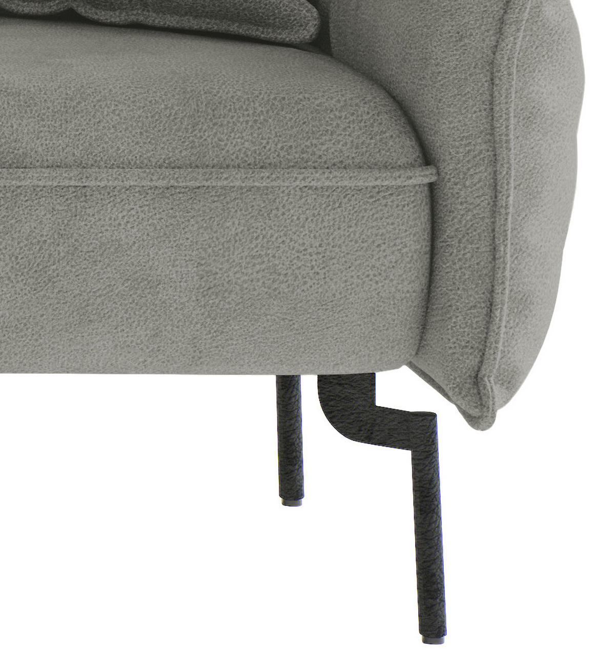ECKSOFA Jakarta Grau Flachgewebe  - Edelstahlfarben/Grau, Design, Textil/Metall (185/265cm) - Livetastic