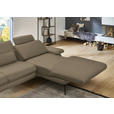 ECKSOFA in Echtleder Beige  310/180 cm  - Beige/Schwarz, Design, Leder/Metall (310/180cm) - Dieter Knoll