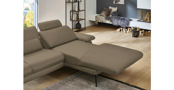 ECKSOFA in Echtleder Beige 310/180 cm - Beige/Schwarz, Design, Leder/Metall (310/180cm) - Dieter Knoll
