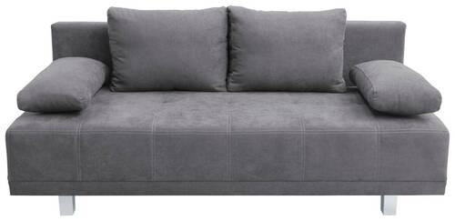 SCHLAFSOFA  mit Schlafen auf Sitzhöhe, Rücken echt Samt Anthrazit  - Chromfarben/Anthrazit, Design, Kunststoff/Textil (194/77/89cm) - MID.YOU