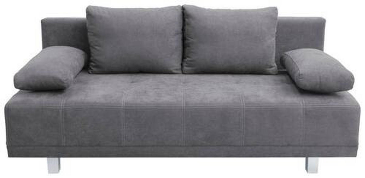 SCHLAFSOFA  mit Schlafen auf Sitzhöhe, Rücken echt Samt Anthrazit  - Chromfarben/Anthrazit, Design, Kunststoff/Textil (194/77/89cm) - MID.YOU