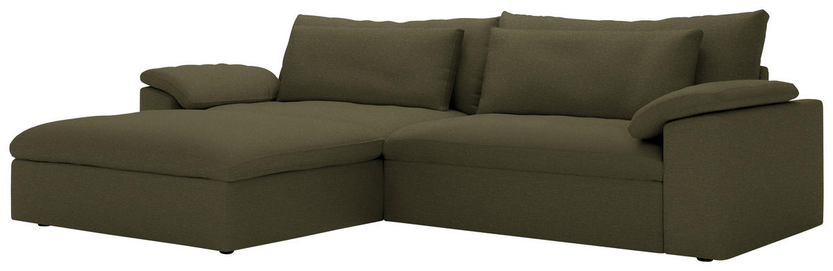 ECKSOFA  Chenille Grün  - Schwarz/Grün, Modern, Kunststoff/Textil (198/306cm) - Carryhome