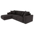 ECKSOFA in Lederlook Dunkelbraun  - Chromfarben/Dunkelbraun, KONVENTIONELL, Kunststoff/Textil (195/293cm) - Carryhome