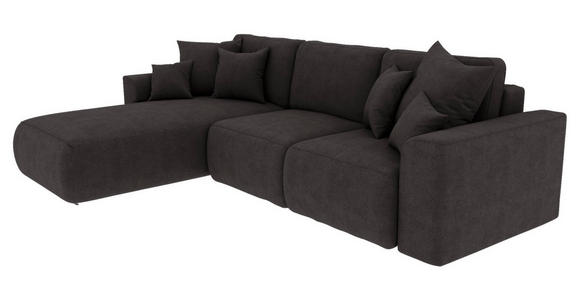 ECKSOFA in Lederlook Dunkelbraun  - Chromfarben/Dunkelbraun, KONVENTIONELL, Kunststoff/Textil (195/293cm) - Carryhome