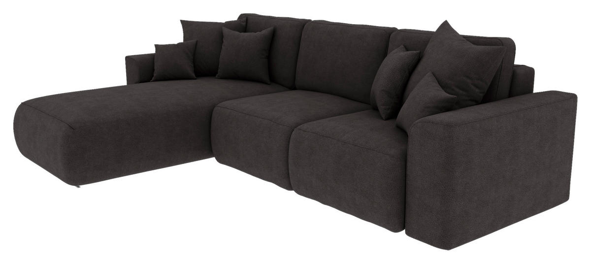 ECKSOFA in Lederlook Dunkelbraun  195/293 cm  - Chromfarben/Dunkelbraun, KONVENTIONELL, Kunststoff/Textil (195/293cm) - Carryhome