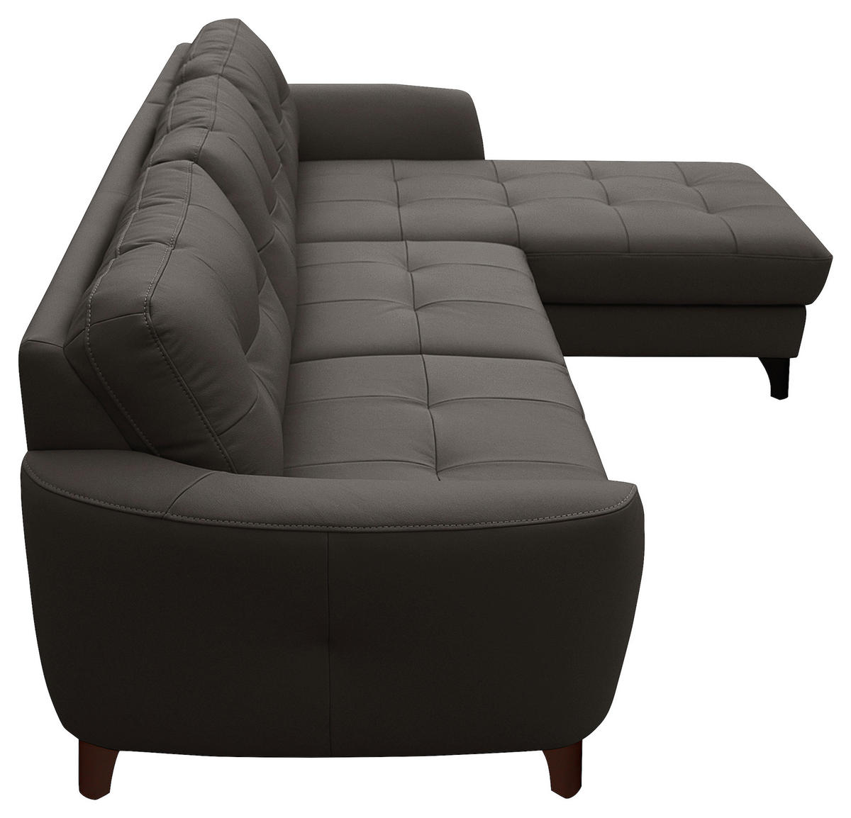 ECKSOFA Dunkelbraun Echtleder Lederlook  - Dunkelbraun/Buchefarben, Design, Leder/Holz (238/168cm) - Livetastic