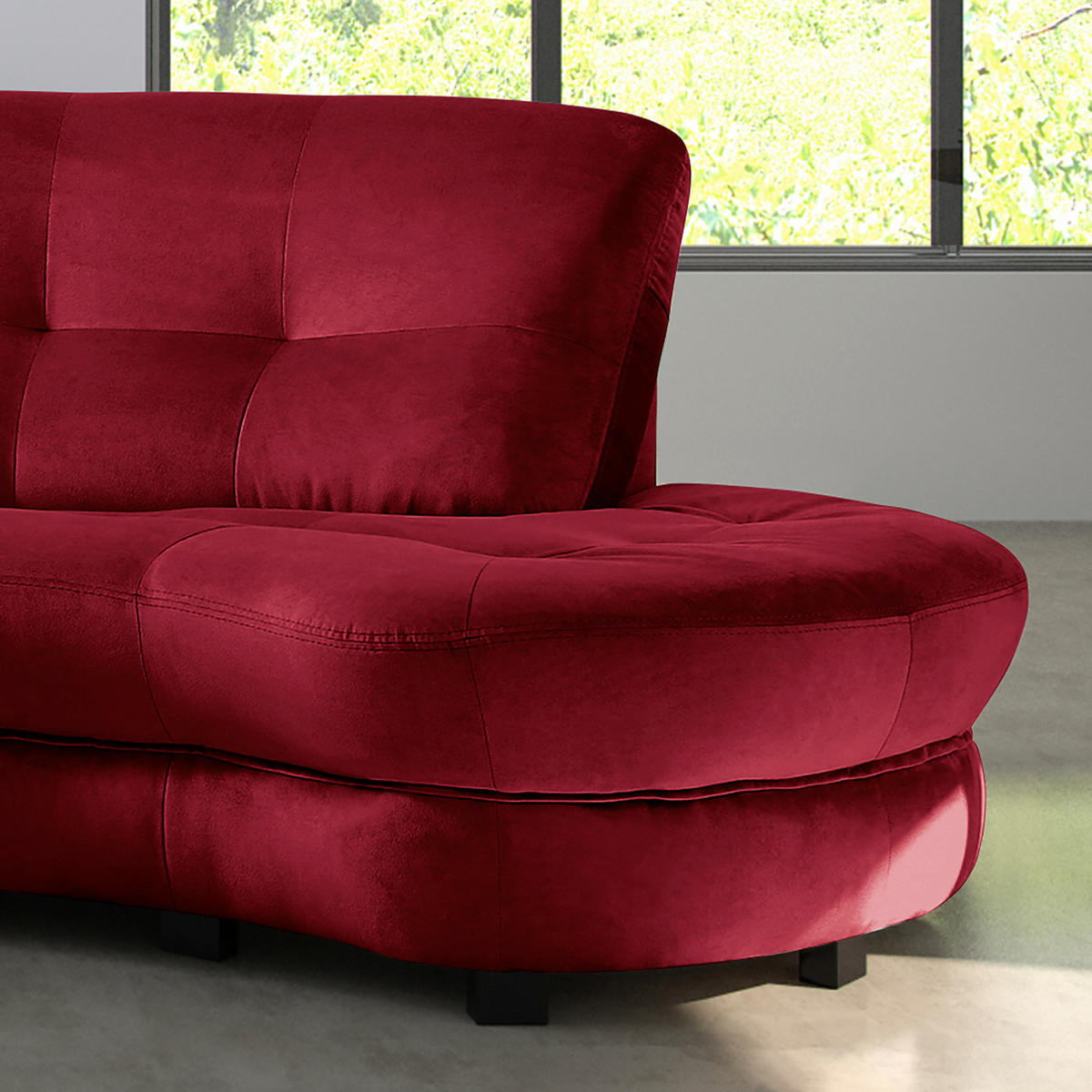 ECKSOFA in Samt Bordeaux  300/113 cm  - Bordeaux/Schwarz, Design, Kunststoff/Textil (300/113cm) - Livetastic
