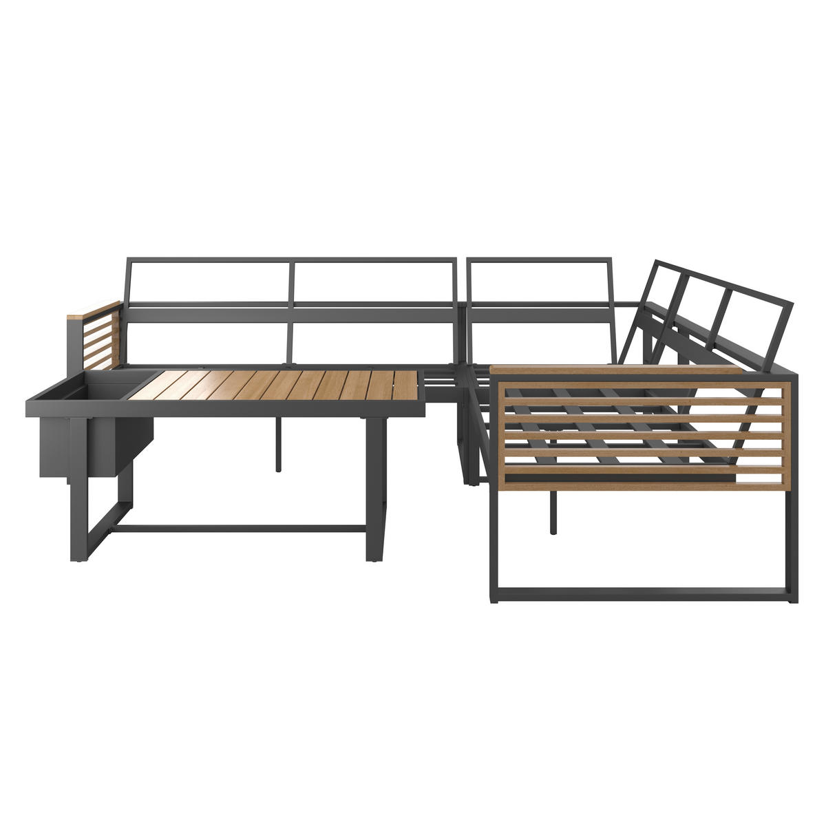 LOUNGE GARNITÚRA  235/235 cm   - natúr/fekete, Modern, textil/fa (235/235cm) - Ambia Garden