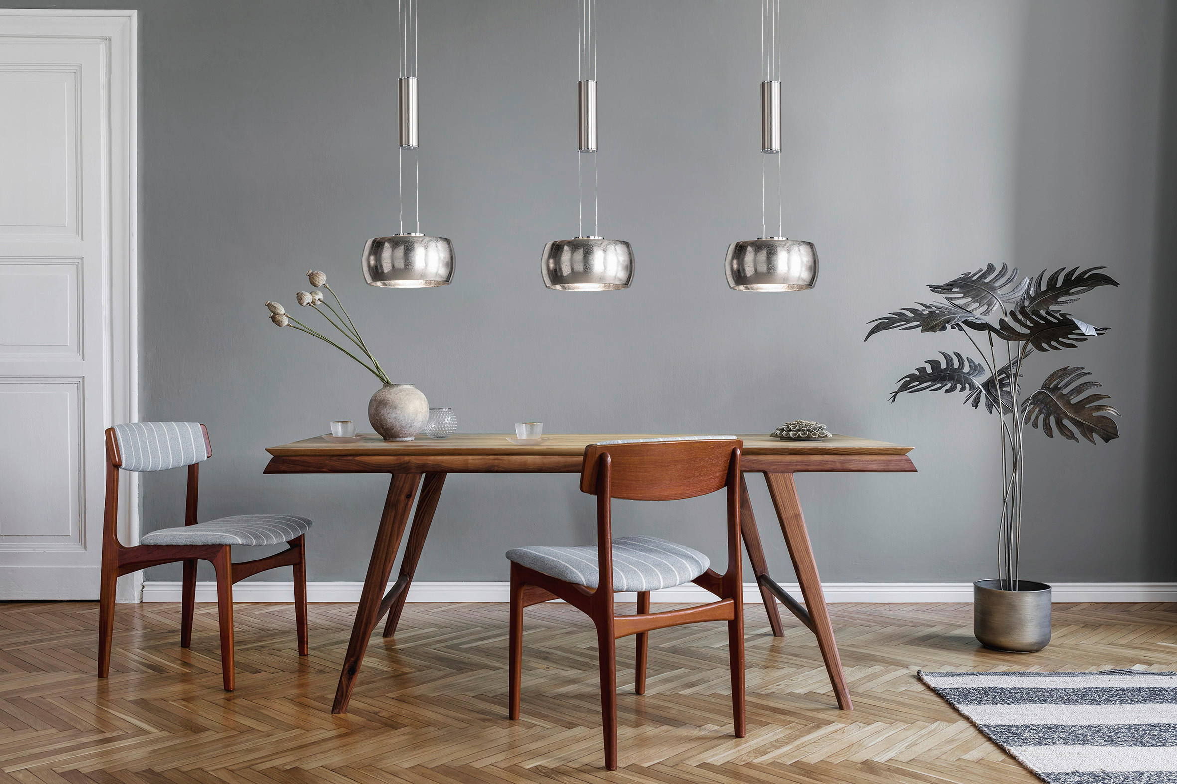 LED-HÄNGELEUCHTE    - Chromfarben/Nickelfarben, Design, Metall (20/100cm) - Fischer & Honsel