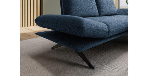 ECKSOFA  in Flachgewebe Blau Rücken echt, Armteilverstellung, Drehsitzfunktion  234/155 cm  - Blau/Schwarz, Design, Textil/Metall (234/155cm) - Dieter Knoll