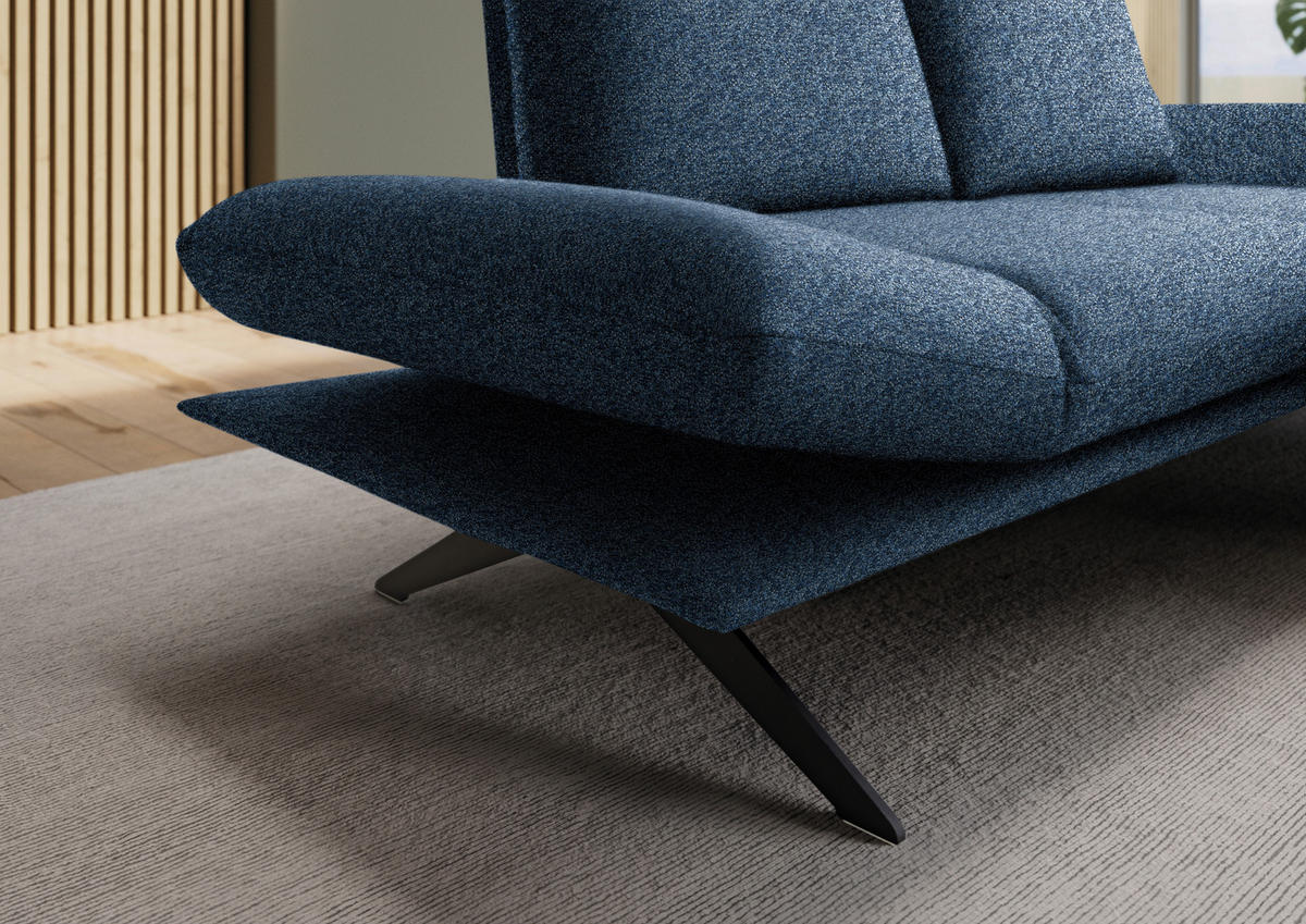 ECKSOFA  in Flachgewebe Blau  234/155 cm  - Blau/Schwarz, Design, Textil/Metall (234/155cm) - Dieter Knoll