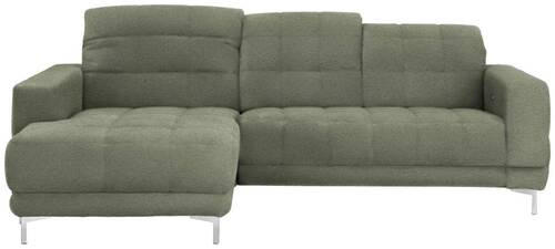 ECKSOFA in Webstoff Grün  187/260 cm  - Chromfarben/Grün, Design, Textil/Metall (187/260cm) - Xora