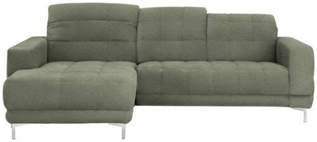 ECKSOFA in Webstoff Grün  187/260 cm  - Chromfarben/Grün, Design, Textil/Metall (187/260cm) - Xora