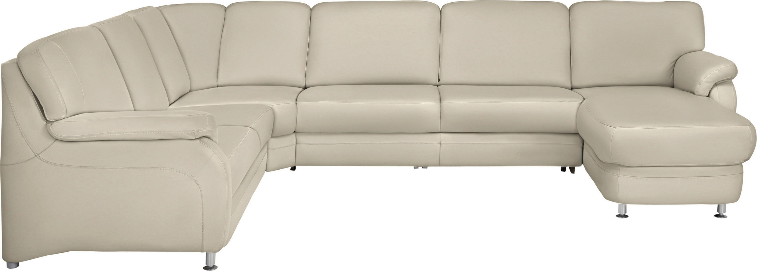WOHNLANDSCHAFT in Echtleder Creme  - Creme/Alufarben, Konventionell, Leder/Metall (239/329/165cm) - Beldomo Premium