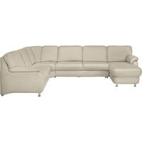 WOHNLANDSCHAFT in Echtleder Creme  - Creme/Alufarben, Konventionell, Leder/Metall (239/329/165cm) - Beldomo Premium