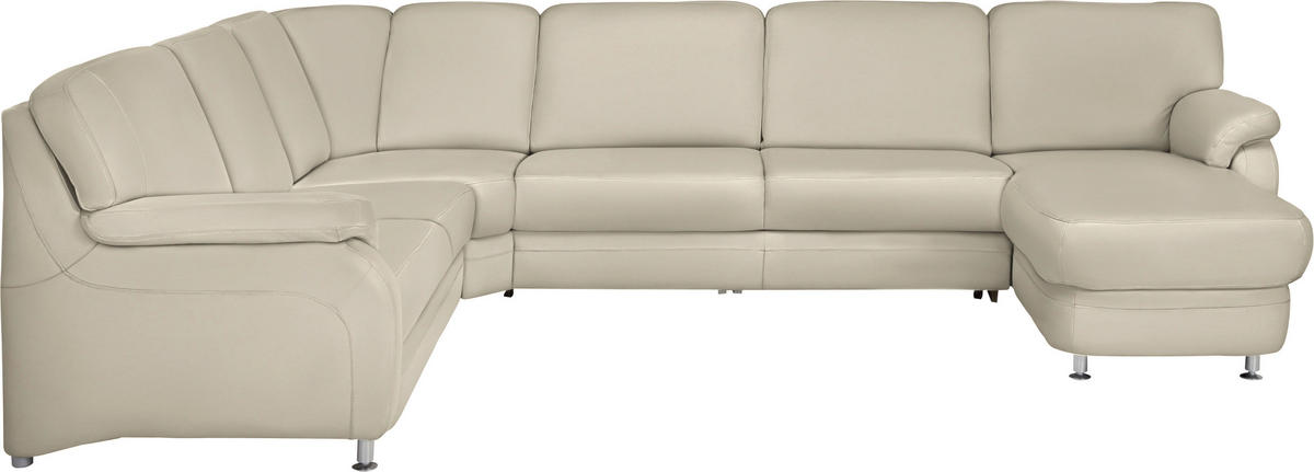 WOHNLANDSCHAFT in Echtleder Creme  - Creme/Alufarben, Konventionell, Leder/Metall (239/329/165cm) - Beldomo Premium