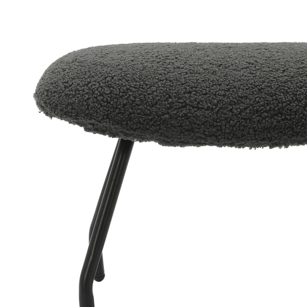 SESSELSET in Teddystoff Anthrazit  - Anthrazit/Schwarz, MODERN, Textil/Metall (79/103/82cm) - Livetastic