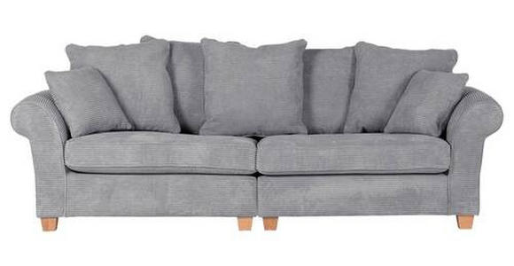 BIGSOFA in Cord Hellgrau  - Eichefarben/Hellgrau, LIFESTYLE, Holz/Textil (264/70/111cm) - Landscape