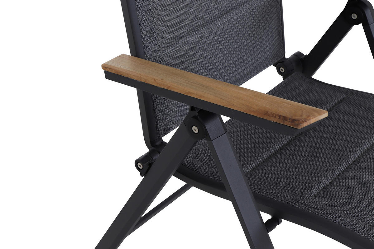 GARTENKLAPPSESSEL Teakholz Aluminium Anthrazit  - Anthrazit, KONVENTIONELL, Holz/Kunststoff (59/110/68cm) - Siena Garden