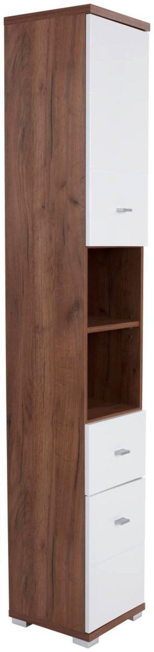 HOCHSCHRANK 35,5/190/31,5 cm  - Eichefarben/Alufarben, KONVENTIONELL, Holzwerkstoff/Kunststoff (35,5/190/31,5cm) - MID.YOU
