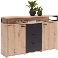 KOMMODE  in 134/88/38 cm  - Eichefarben/Schwarz, KONVENTIONELL, Holzwerkstoff/Kunststoff (134/88/38cm) - Xora