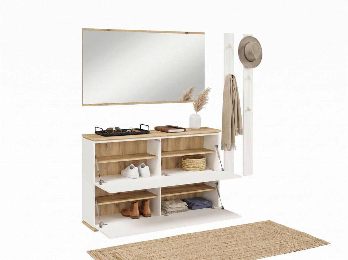 GARDEROBE 4-teilig  in 180,2/200/33 cm  - Weiß/Eiche Artisan, KONVENTIONELL, Holzwerkstoff (180,2/200/33cm) - Xora