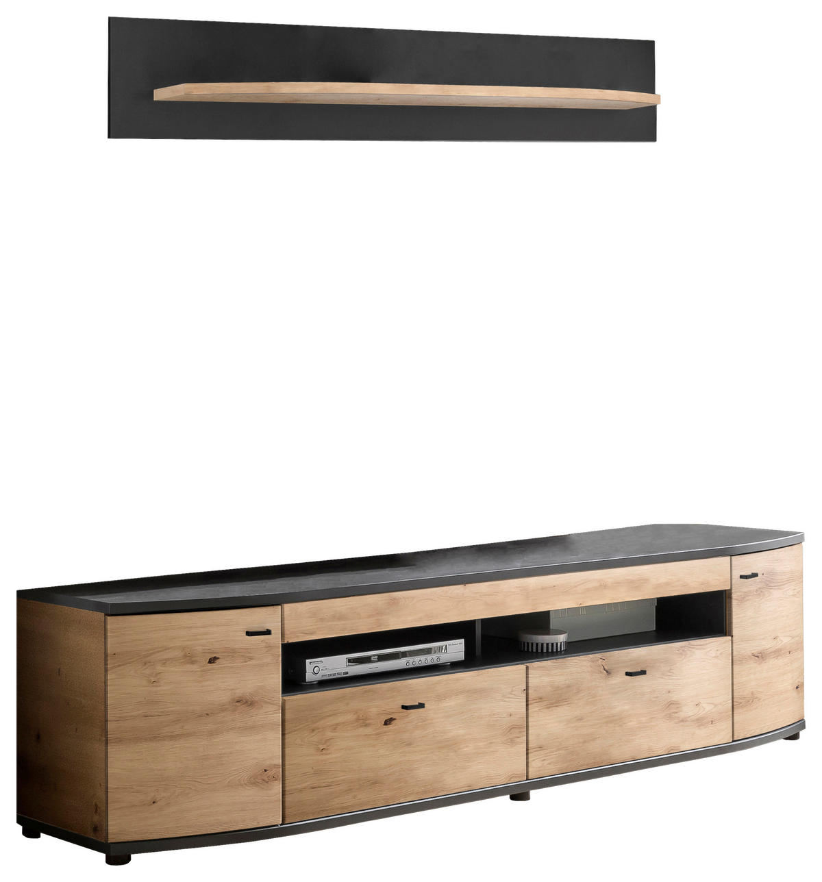 OBÝVACIA STENA, hnedá, sivá, dub artisan - hnedá/čierna, Lifestyle, kov/kompozitné drevo (200/166,3/46,4cm) - Livetastic