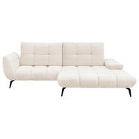 ECKSOFA Creme Flachgewebe Rücken echt, Sitztiefenverstellung  - Creme/Schwarz, KONVENTIONELL, Textil/Metall (273/211cm) - SetOne by Musterring