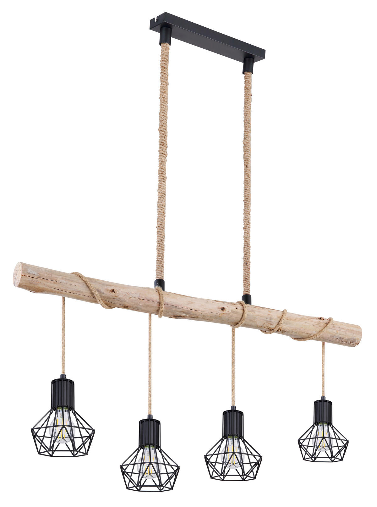 HÄNGLAMPA 100/15/120 cm  - svart/naturfärgad, Natur, metall/trä (100/15/120cm) - Globo