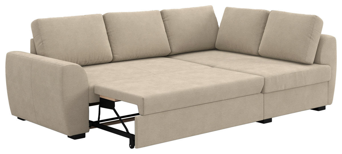 ECKSOFA Braun Cord Zierkissen, Bettkasten  - Schwarz/Braun, Trend, Kunststoff/Textil (253/154cm) - MID.YOU