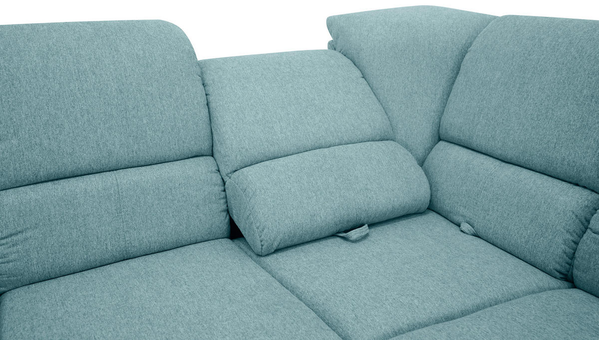 ECKSOFA in Webstoff Blau  - Blau/Silberfarben, Design, Holz/Kunststoff (270/219cm) - Livetastic