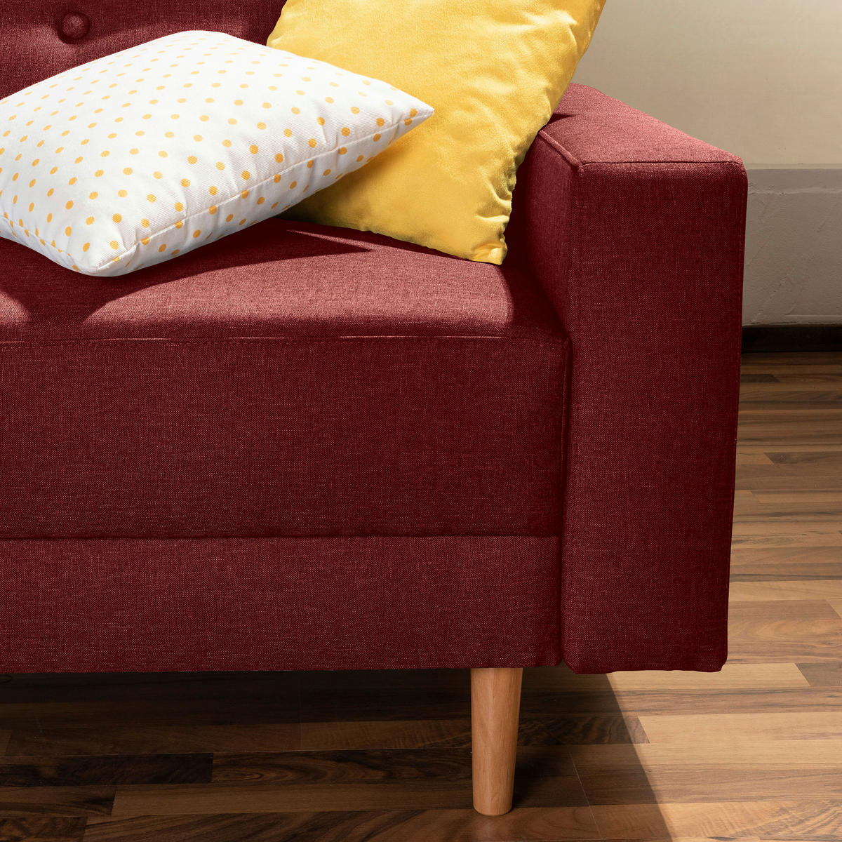 ECKSCHLAFSOFA in Flachgewebe Rot  - Rot/Erlefarben, Design, Holz/Textil (230/93/152cm) - Max Winzer
