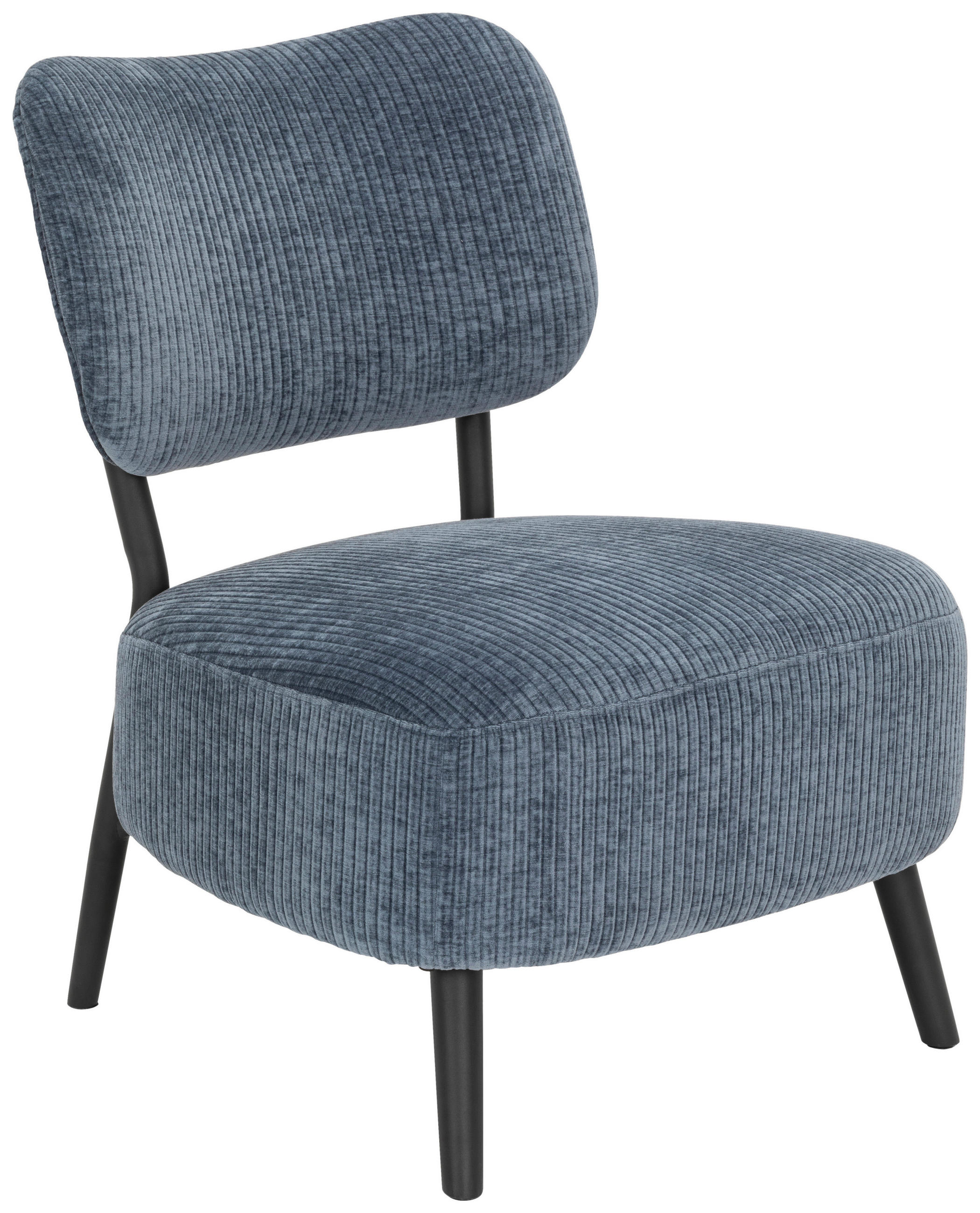 SESSEL in Cord Blau  - Blau/Schwarz, Design, Textil/Metall (62/76/65,5cm) - P & B