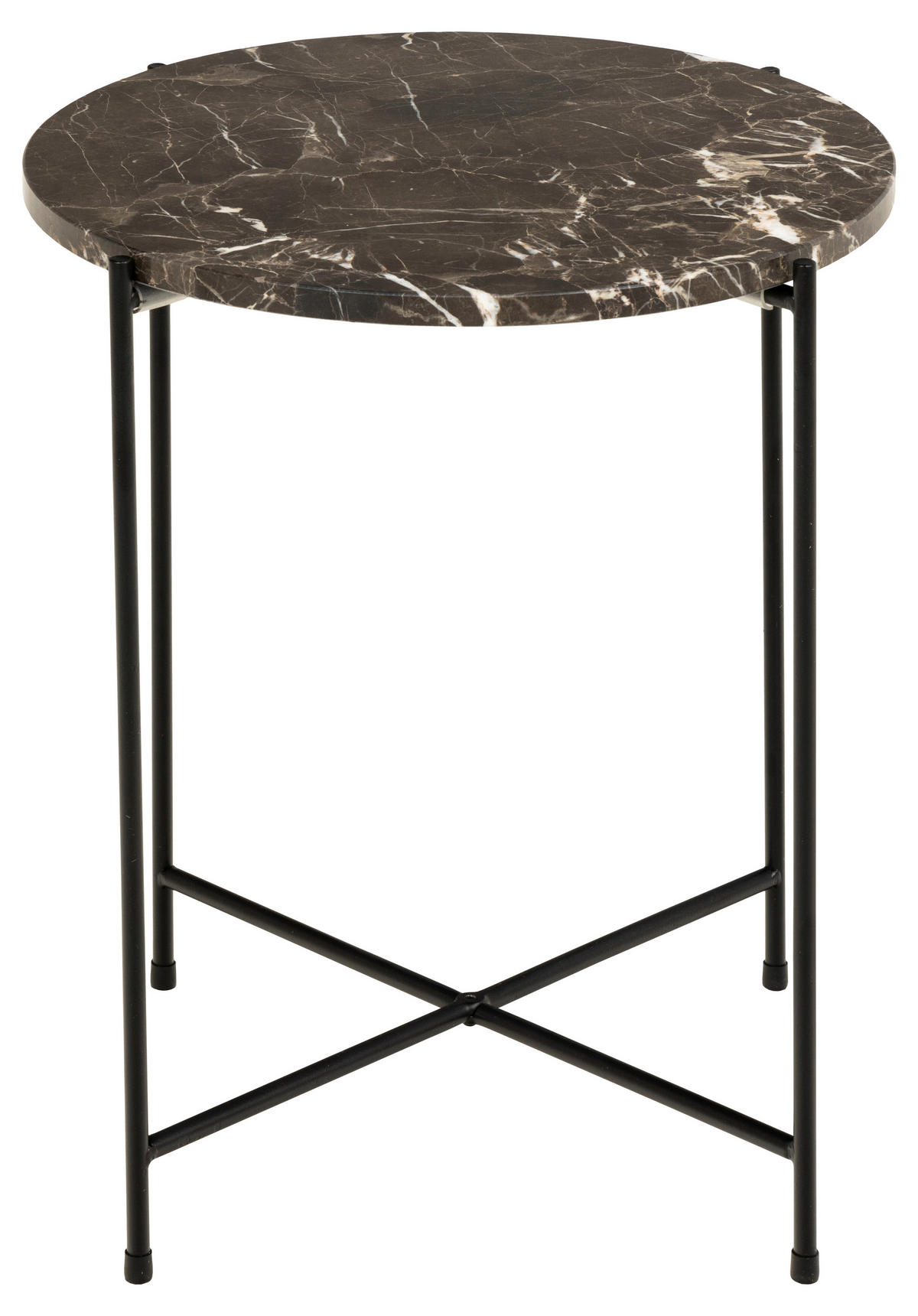 ODKLÁDACÍ STOLEK, hnědá, tmavě hnědá, kámen, 42/42/45 cm - tmavě hnědá/černá, Trend, kov/kámen (42/42/45cm)