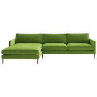ECKSOFA 154/277 cm Justin in Samt, Velours Grün  154/277 cm  - Grün, Design, Textil/Metall (154/277cm) - Livetastic