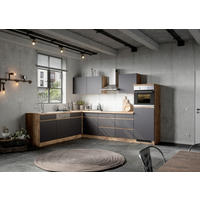 KÜCHENLEERBLOCK 300 cm   Grau, Eiche Wotan  - Eiche Wotan/Grau, Design, Holzwerkstoff (300cm) - Held