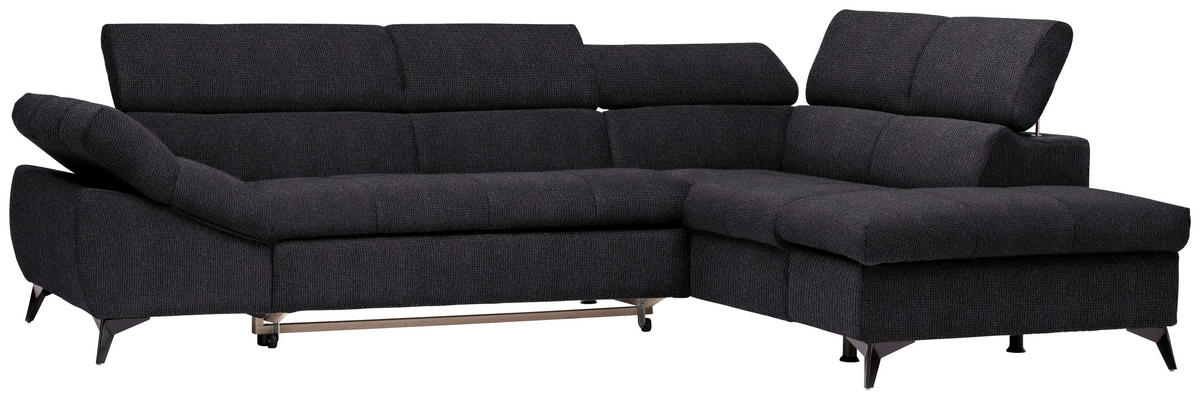 ECKSOFA in Mikrofaser Schwarz  - Schwarz, Design, Kunststoff/Textil (279/210cm) - Stylife