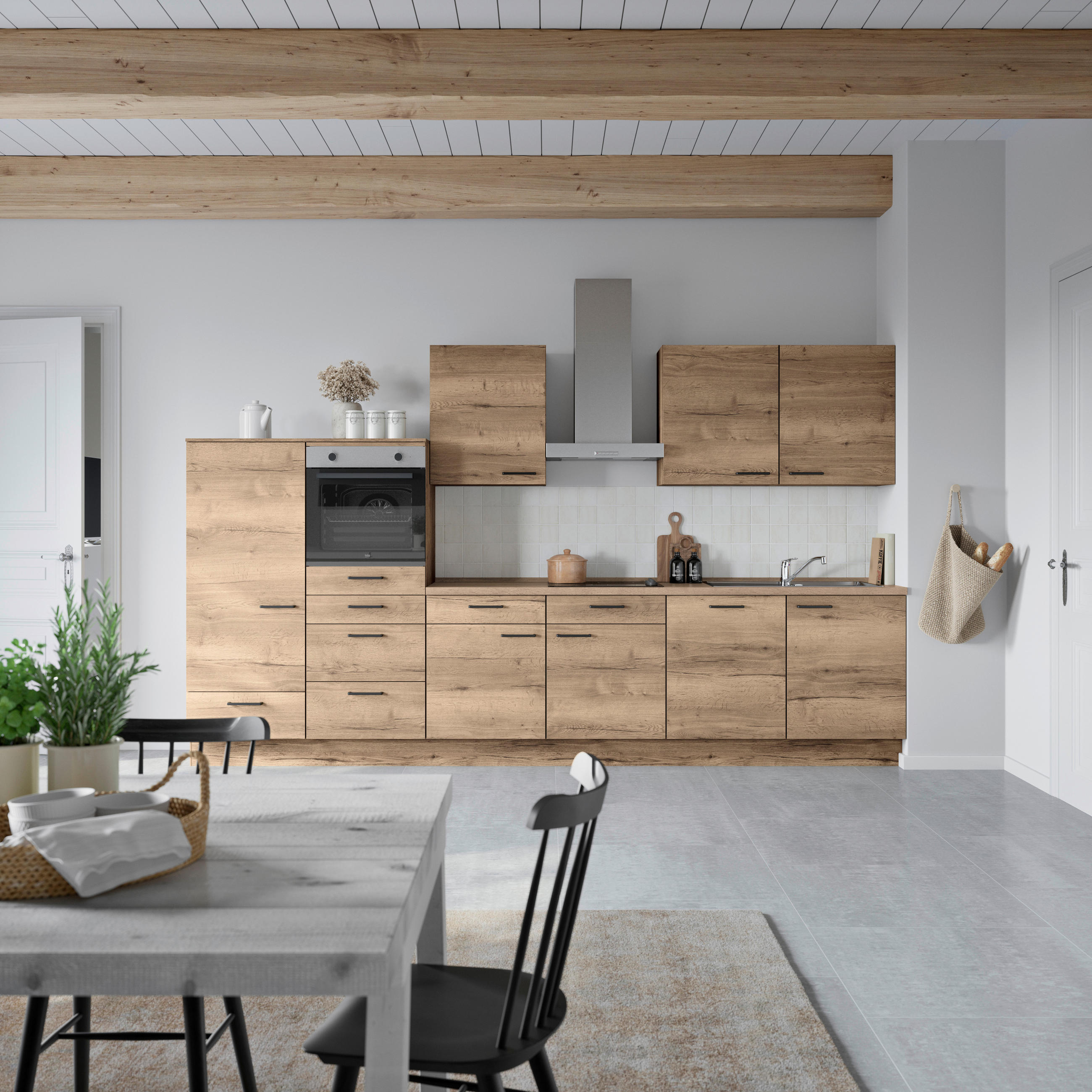 Thumbnail - Nobilia Küchenblock Structura, Eiche dunkel, Metall, 7 Schublade(n),1 Schublade(n) Schubladen, nur wie online abgebildet...