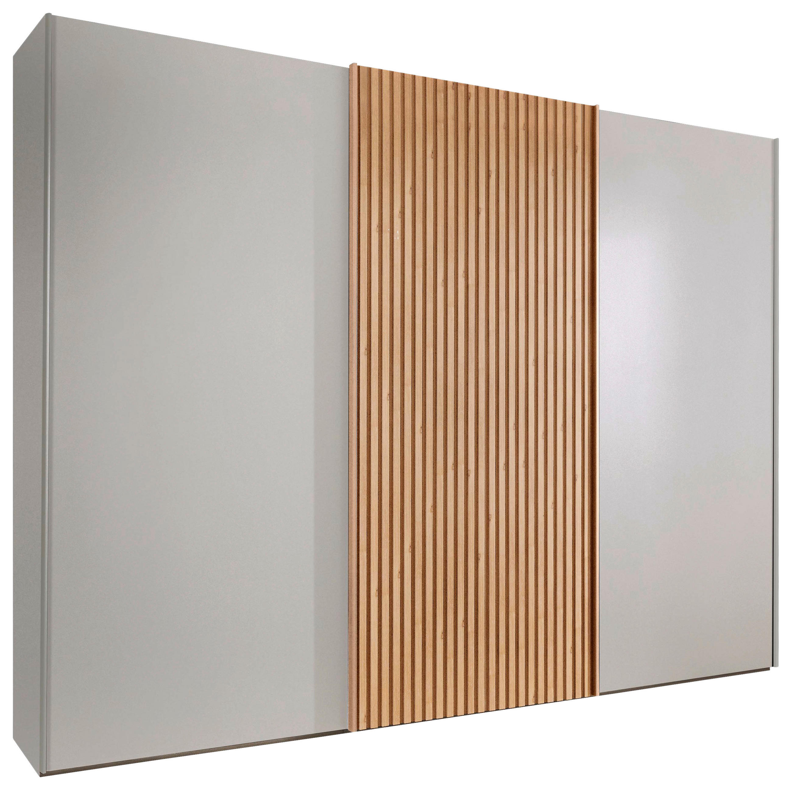 SCHWEBETÜRENSCHRANK in Champagner, Eiche Bianco  - Eiche Bianco/Champagner, Design, Holz/Holzwerkstoff (250/236/67cm) - Novel