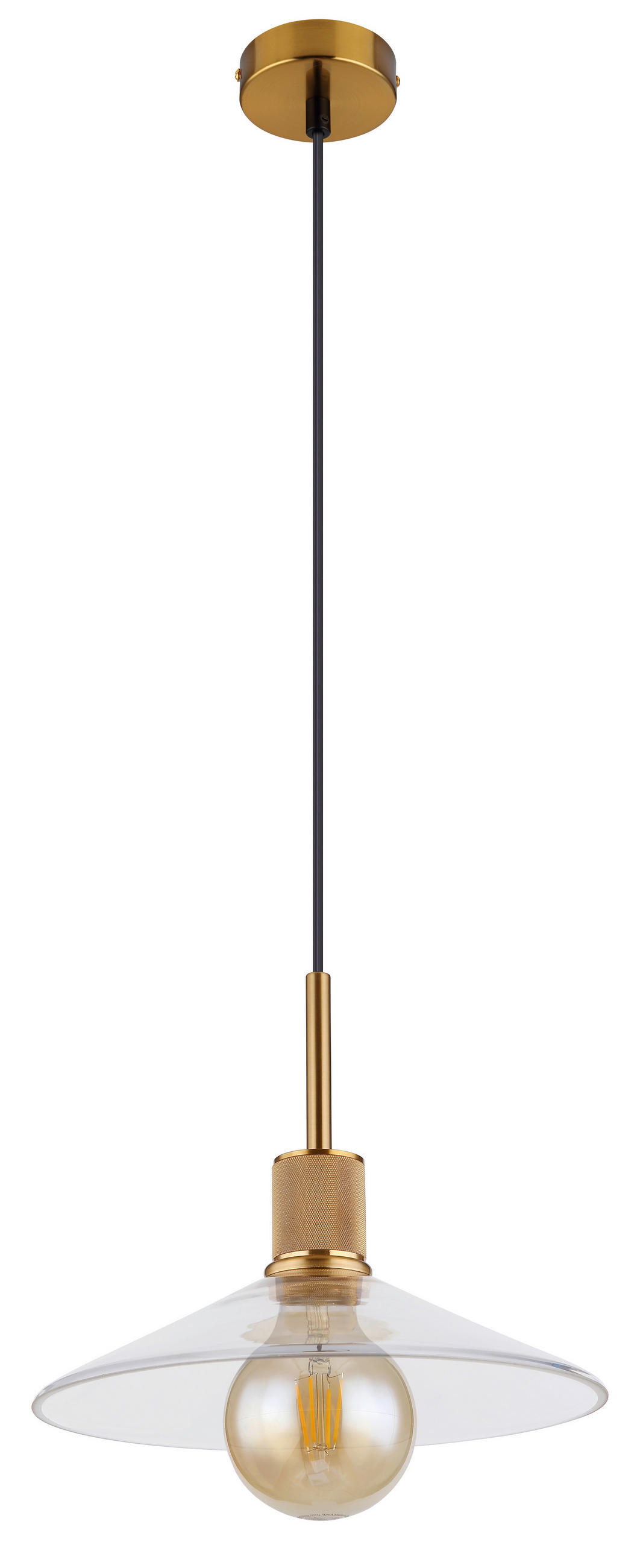 HÄNGELEUCHTE 28/120 cm    - Klar/Messingfarben, Design, Glas/Metall (28/120cm) - Globo
