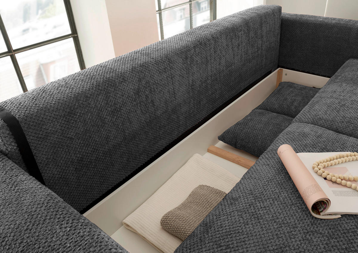 SCHLAFSOFA in Mikrovelours Anthrazit  - Anthrazit/Schwarz, Konventionell, Kunststoff/Textil (235/88/120cm) - MID.YOU