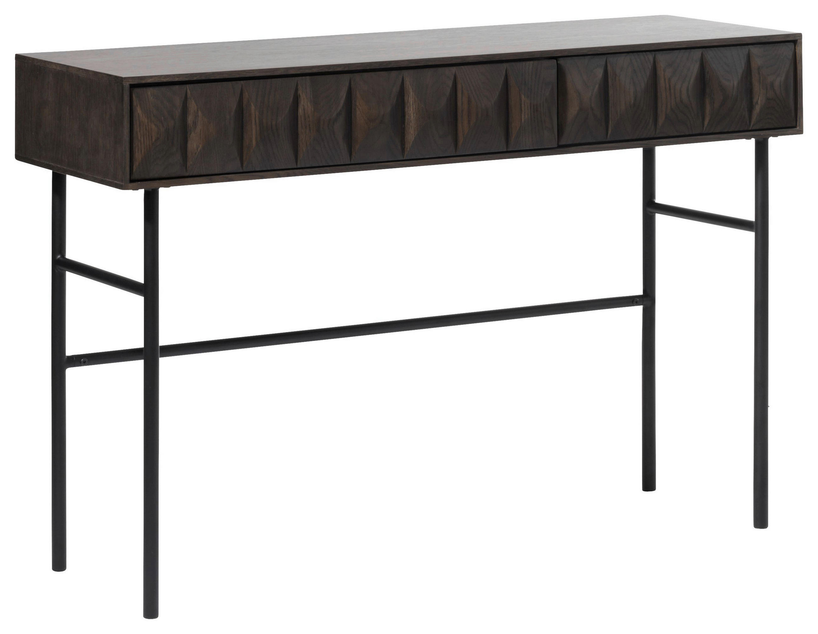 KONSOLENTISCH Eiche furniert, teilmassiv Dunkelbraun  - Dunkelbraun/Schwarz, MODERN, Holz/Holzwerkstoff (117/39/75cm) - Carryhome