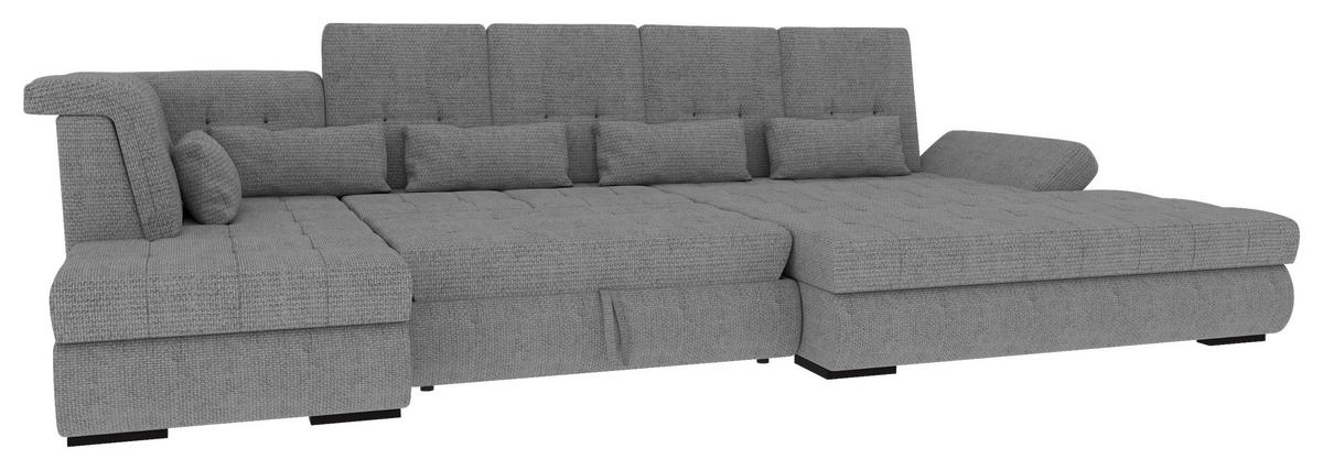 WOHNLANDSCHAFT Grau Struktur  - Schwarz/Grau, KONVENTIONELL, Kunststoff/Textil (222/358/212cm) - Carryhome