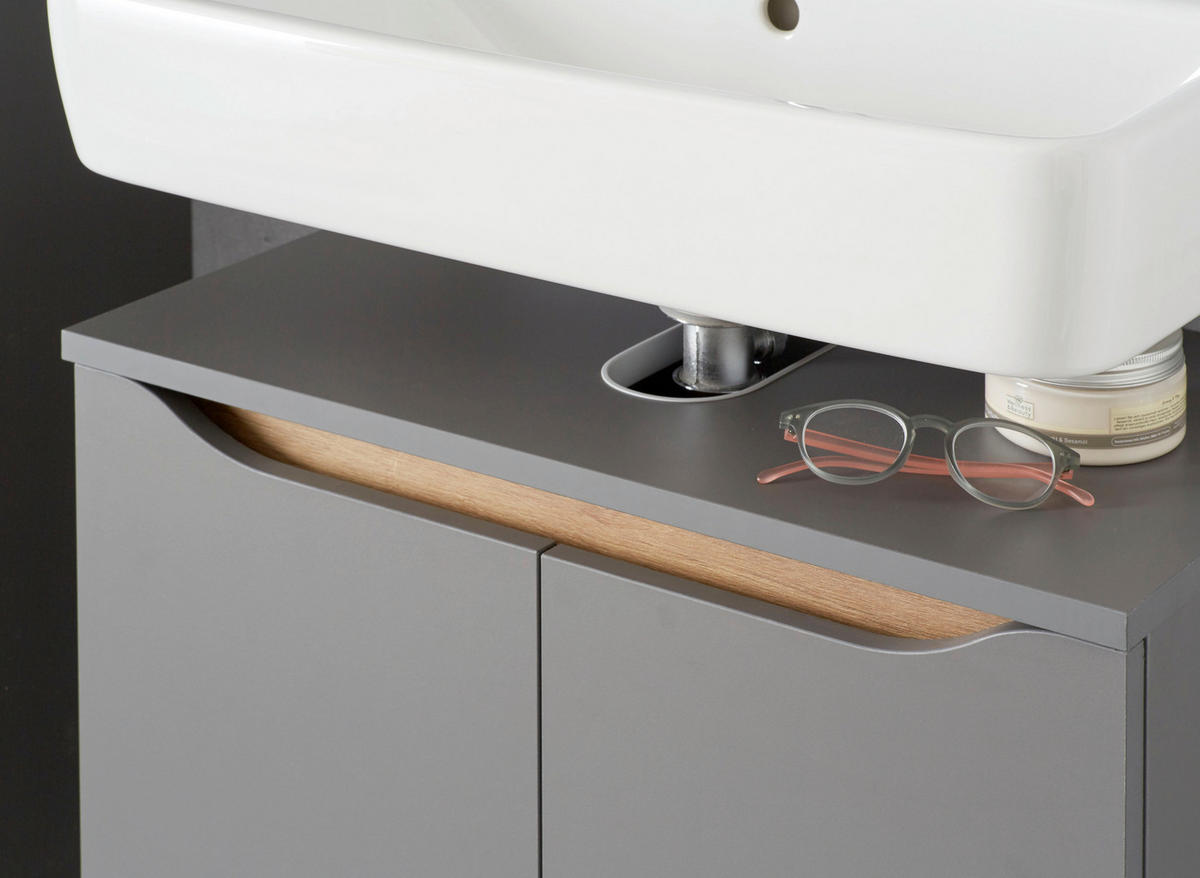 WASCHBECKENUNTERSCHRANK 60/53/33 cm  - Dunkelgrau/Eichefarben, Basics, Holzwerkstoff (60/53/33cm) - Pelipal