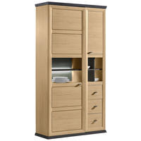 VITRINEDunkelgrau, Eiche Artisan  - Dunkelgrau/Eiche Artisan, Romantik / Landhaus, Glas/Holzwerkstoff (110/209/43cm) - Hom`in