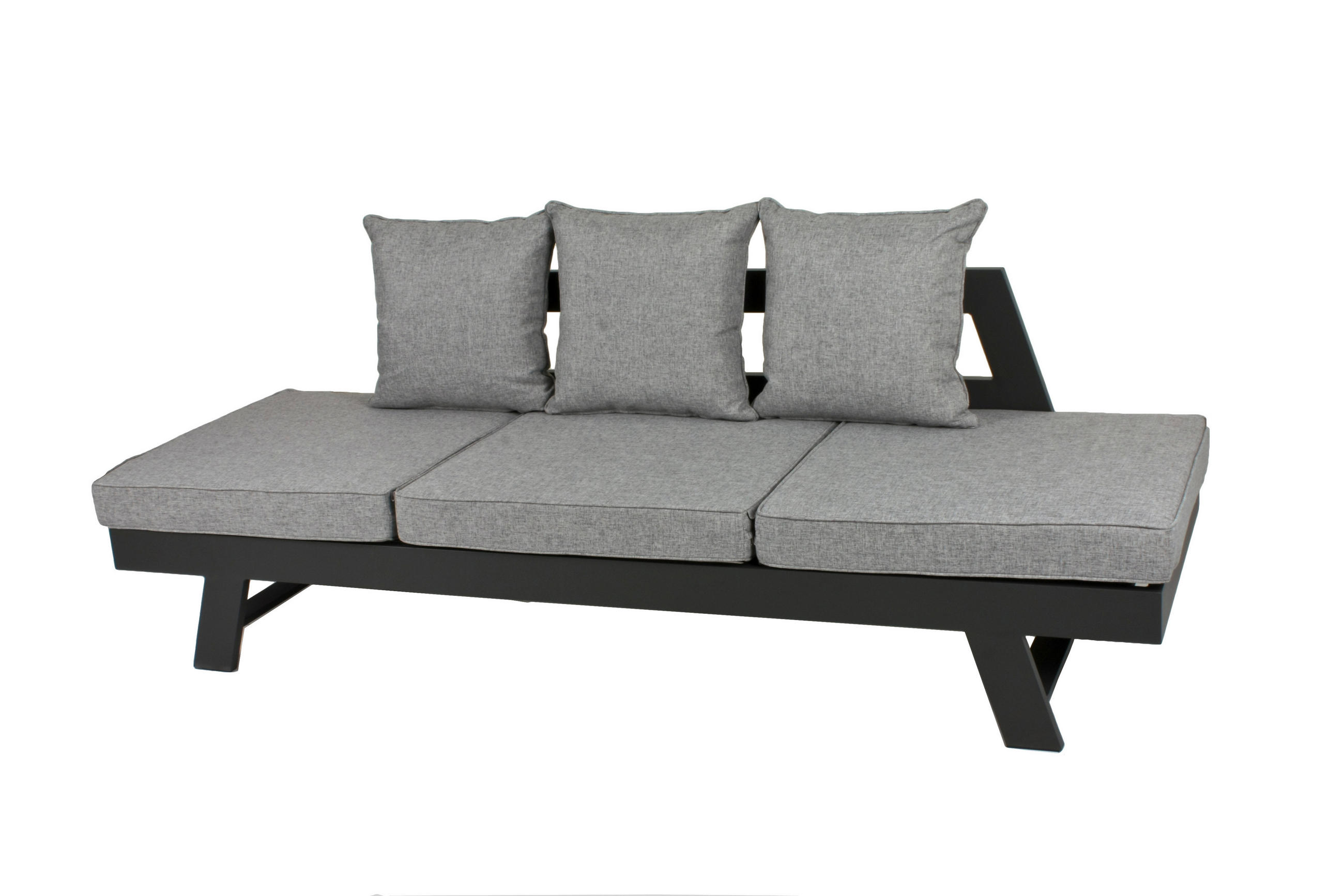LOUNGEGARNITUR Aluminium  - Schwarz/Grau, Basics, Kunststoff/Textil (216/70/74cm) - Gardenson