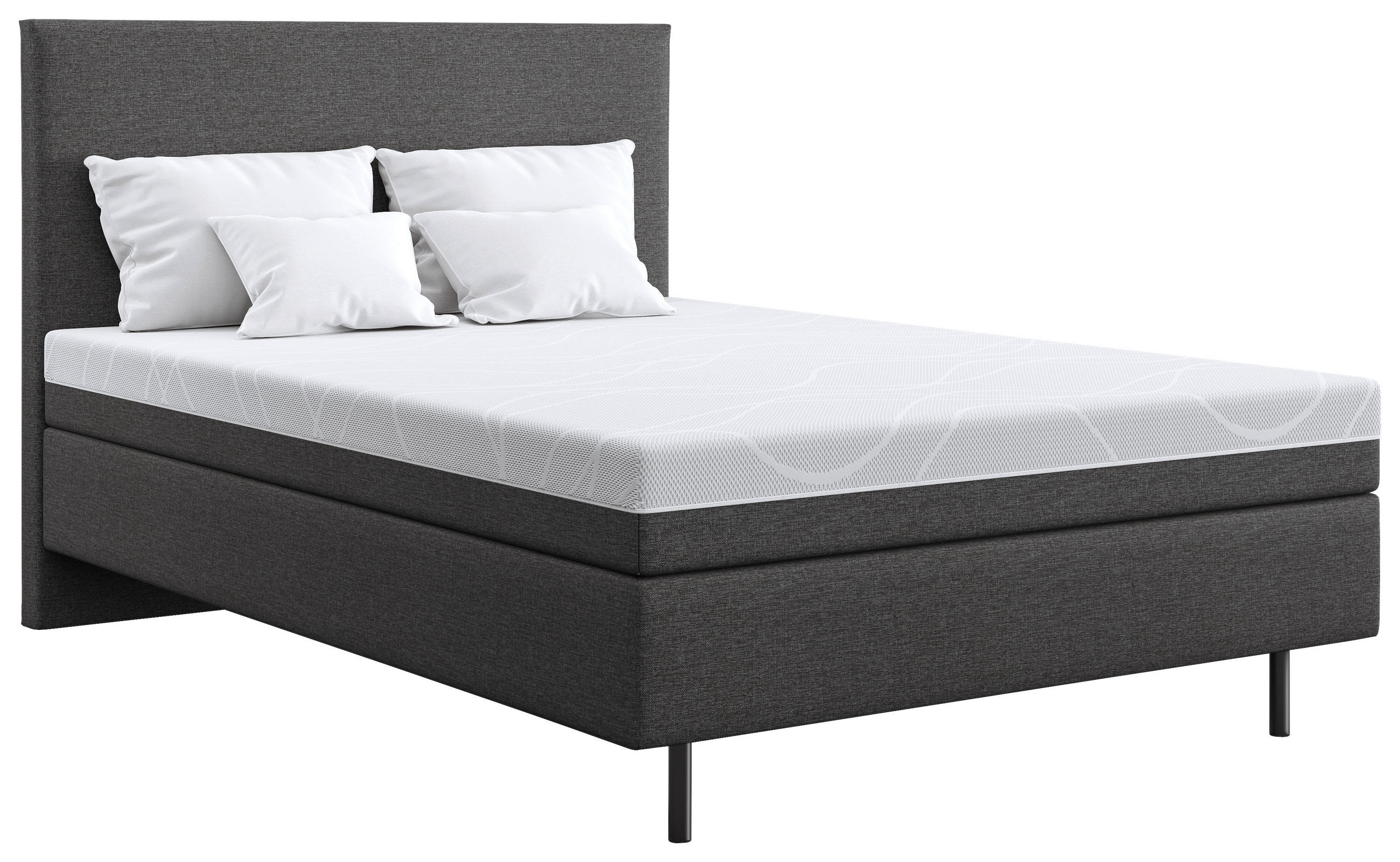 BOXSPRINGBETT 140/200 cm  in Grau, Taupe  - Taupe/Schwarz, Basics, Textil/Metall (140/200cm) - Schlaraffia