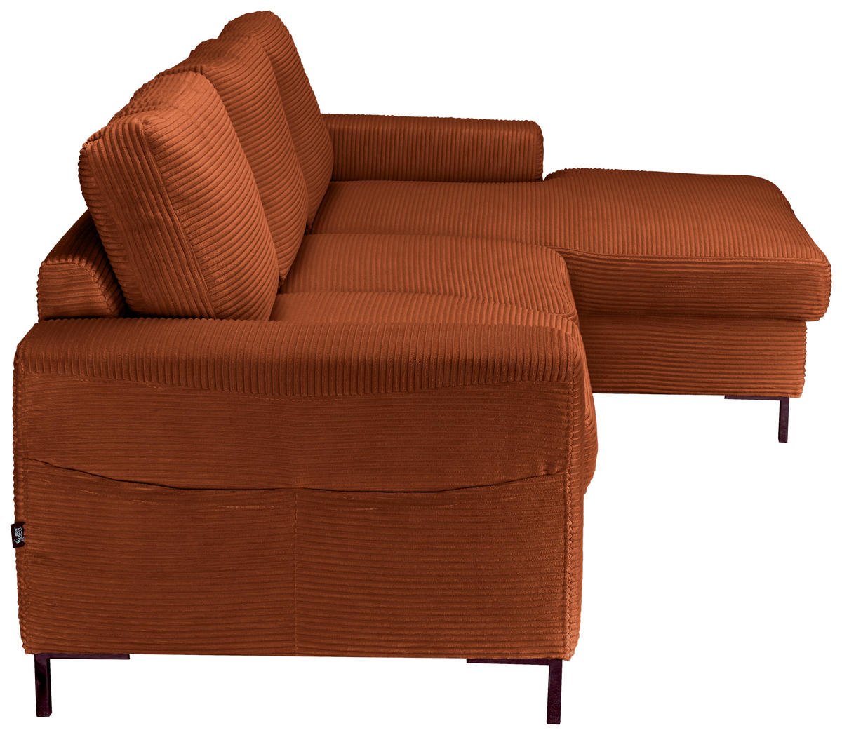 ECKSOFA Rostfarben Cord  - Rostfarben/Schwarz, KONVENTIONELL, Textil/Metall (240/150cm) - Carryhome