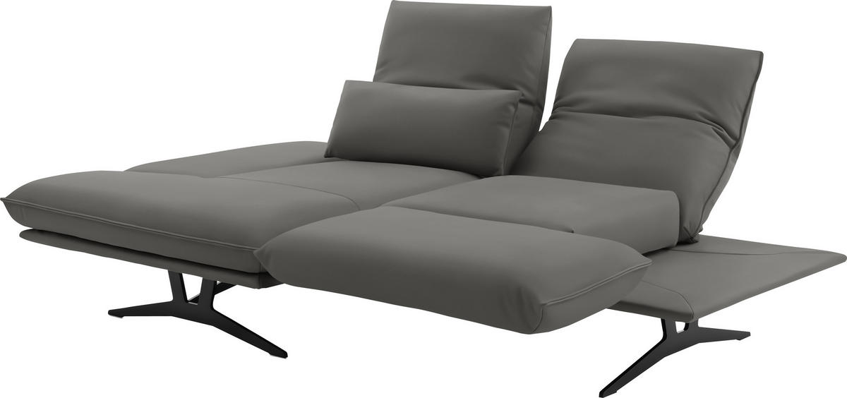 ECKSOFA in Echtleder Hellgrau  130/210 cm  - Gelb/Hellgrau, Design, Leder/Metall (130/210cm) - Dieter Knoll