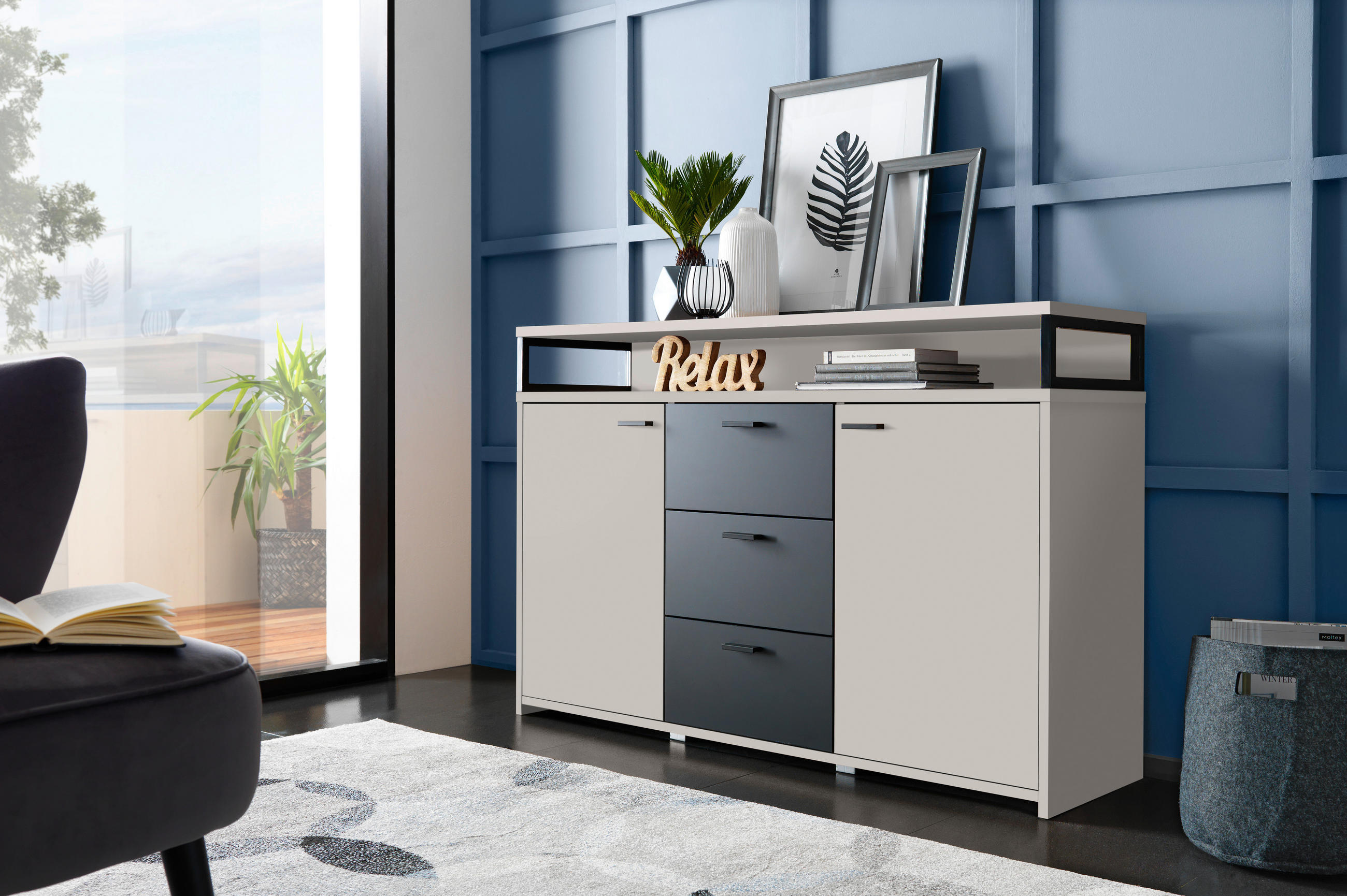 SIDEBOARD  in 134/87,8/38 cm  - Kaschmir/Schwarz, KONVENTIONELL, Holzwerkstoff/Kunststoff (134/87,8/38cm) - Xora